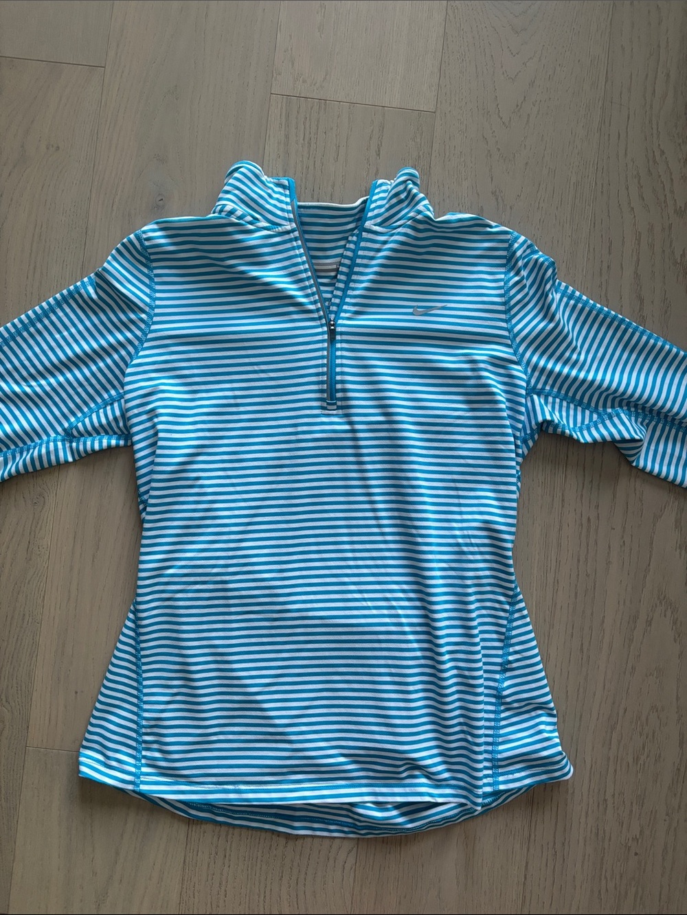 Women’s Nike Turquoise & White Striped Quarter-Zip Pullover
